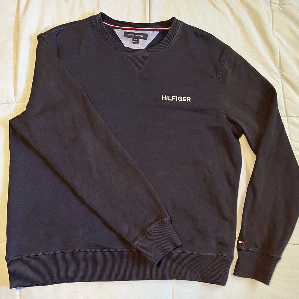 Navy Blue, Large Size, Tommy Hilfiger Crew Neck Sweater